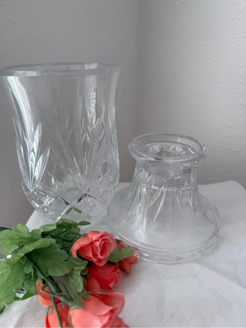 Vintage PartyLite Crystal Savannah Hurricane Lamp Candle Holder